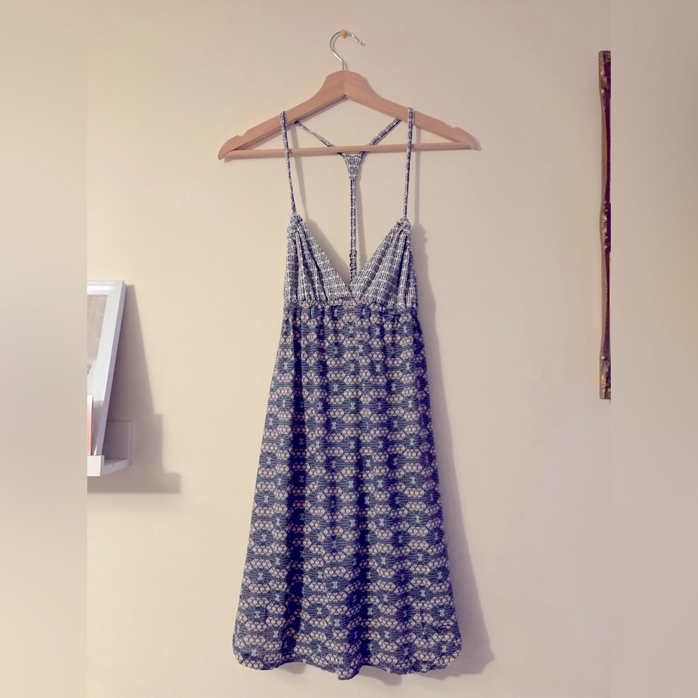 Roxy Blue and White Bohemian Summer Dress Women’s Size XSmall Comfy Dress